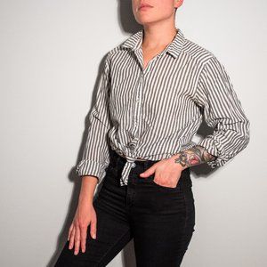 Grey and White Staple Button Down Shirt